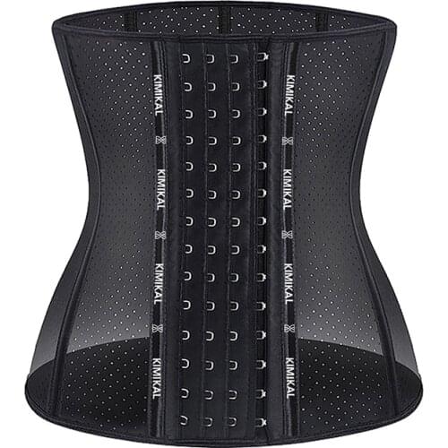 Women Latex Corset 9 Steel Bones Waist Trainer Shaper Control Tummy Underbust Postpartum Breathable Hole Bustiers Slimming Belts