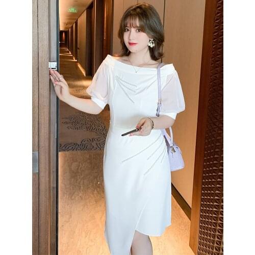 High quality One word led hubble-bubble sleeve stereo nail bead coat + irregular skirt suits summer new women