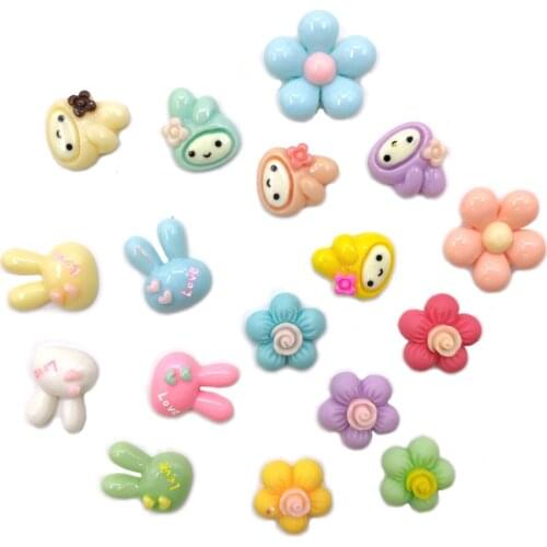 New 10pcs multicolor Flower flatback Stone Resin Cabochons Scrapbook Craft DIY Embellishments decor Headwear accessories Wedding