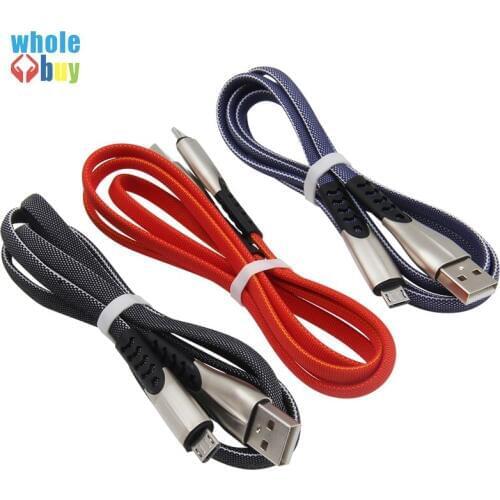 100pcs Micro USB Cable for Samaung Xiaomi Fast Charging Zinc Alloy Flat Braided Data Sync Cord 1M Cable for Android Smart Phones
