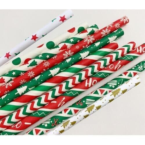 25pcs/pack Colorful Striped Polka Dot Star Paper Straw Drink Juice Christmas Birthday Party Baby Showers Supplies KS10