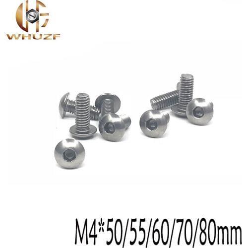 50pcs M4*22/25/28/30/35/40/45mm Stainless Steel 304 Round Head Screws Mushroom Hexagon hex Socket Button Head Screw Bolt