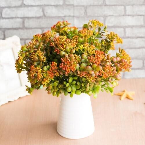 7 Branches Artificial Berry Flowers Bouquet Mini Artificial Fruit Plants Outdoor Living Room Wedding Party Decoration