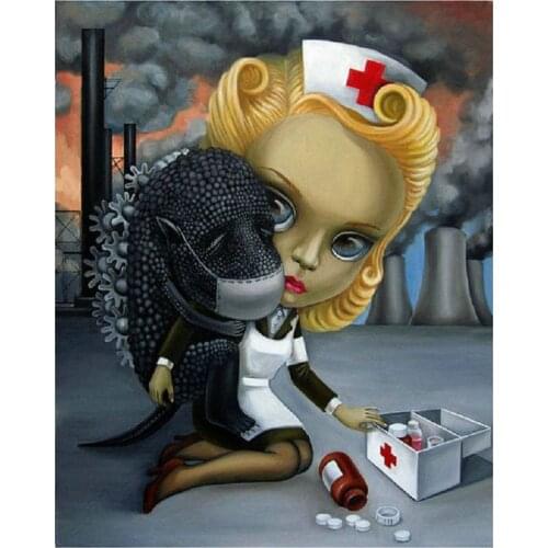 5D DIY Full Round/Square Diamond Painting Anime Nurse & Dog Cross Stitch 3D Embroidery Rhinestone Mosaic Home Decor Gift Y309