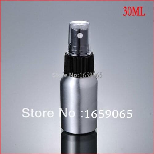 30ml Aluminium bottle pump sprayer bottle black pump spray head Aluminum metal bottle Refillable bottle mist sprayer 100pcs/lot