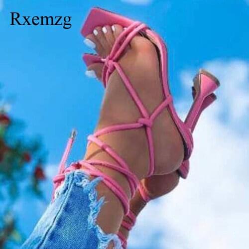 Rxemzg Square Toe Ankle Strap Summer Sandals Fashion Narrow Band Spike High Heels Elegant Women Wedding Dress Shoes Party Pumps