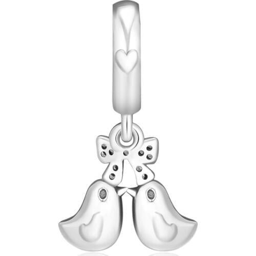 Beads fits for Bracelets Forever Love Charms with Clear CZ 100% 925 Sterling Silver Jewelry Free Shipping