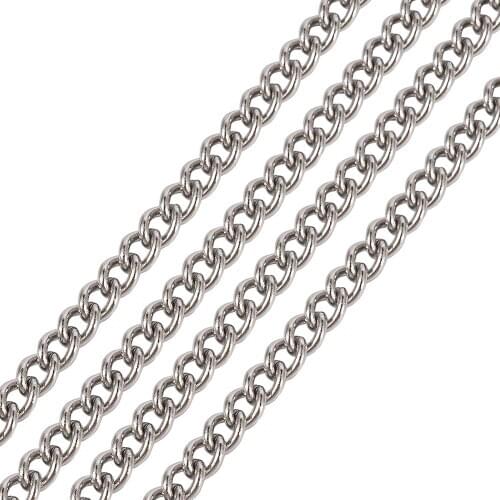 10m 4mm 6mm Stainless Steel Curb Necklace Chains Roll for Jewelry Making DIY