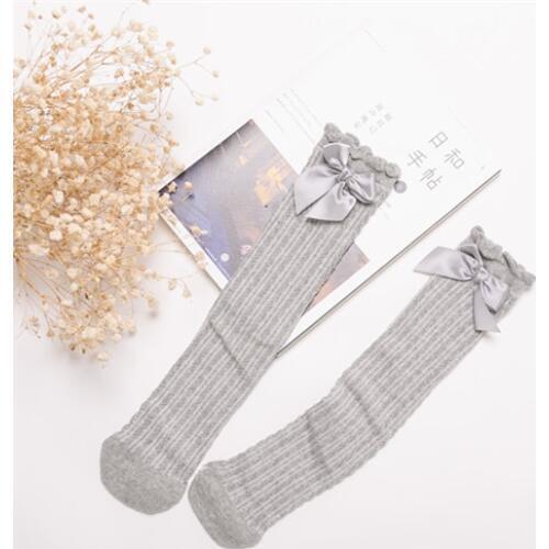 Baby Kid Socks Girl Children Cute Princess Solid Color Lace Bow Tie Patchwork Girls Knee High Long Socks Girls Knee Socks 1-6Y