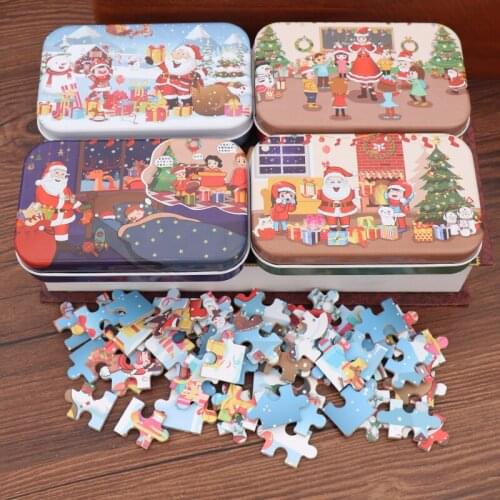 Christmas DIY Small Gift 60 Piece Childrens Manual Santa Puzzle Wooden Kindergarten Gift