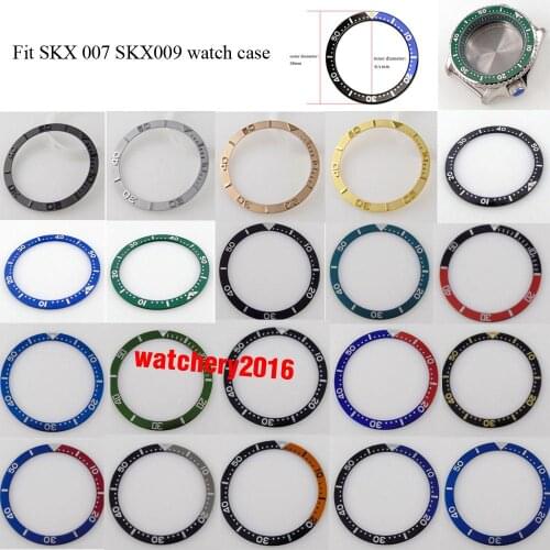 For Seiko SKX007 SKX009 Mens Watch 38mm*31.5mm Flat Watch Bezel Insert Aluminum/Ceramic Bezel Insert Bezel Ring Multi Color