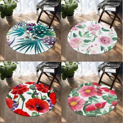Flower leaves home illusion rug bedroom decoration living room rug large anime floor mat round area rug circle rug white rug