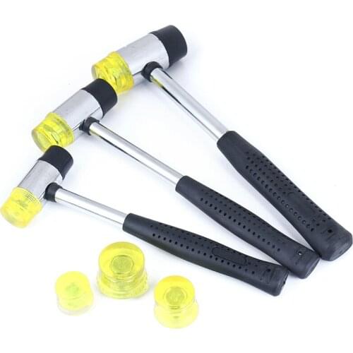 Double Face Soft Touch Hammer Black Plastic Coated Grip Double Head Rubber Hammer Handheld Tool 25/30/35mm Leather DIY Tool