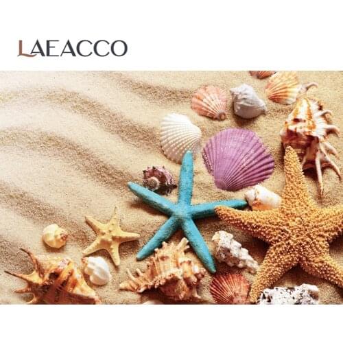 Laeacco Summer Beach Starfish Shell Home Decor Party Poster Banners Photo Backdrop Photography Background For Photo Studio