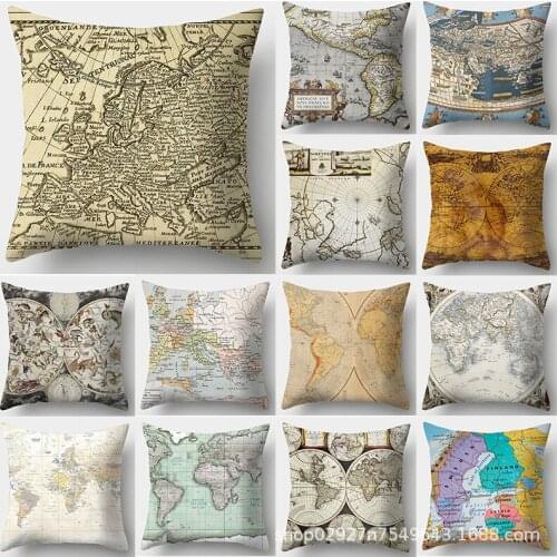 World Geography Map Pillow Cover Graphic Customization Furniture Pillow Cover Furniture
