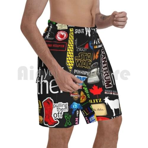 How I Met Your Mother Collage Poster Iconographic-Infographic Beach Shorts Men Beach Pants Swim Trunks Himym How I