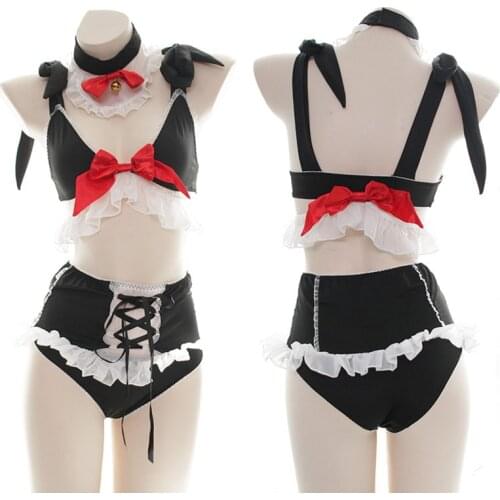 Snow White Cosplay Costume Cute Lolita Girls Sleepwear Maid Uniform Japanese Sexy chiffon Lace Pajamas Women Kawaii Lingerie