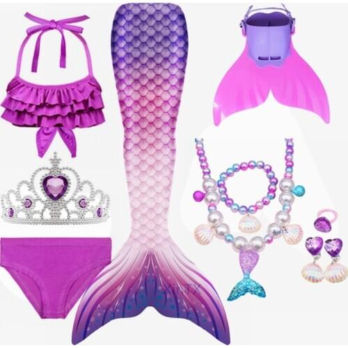 Pretty Kids Swimmable Mermaid Tail for Girls Swimming Bating Bikini Suit Mermaid With Monofin Flipper Costume Cosplay