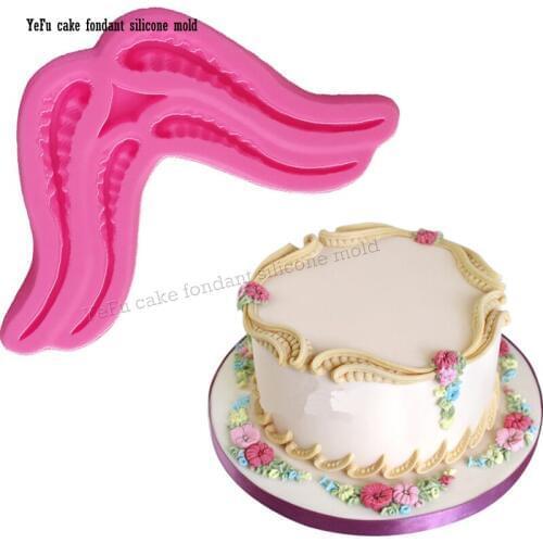 Lace pattern border vine Wedding party cake decorating tools fondant DIY silicone mold baking mould cooking mds F0890