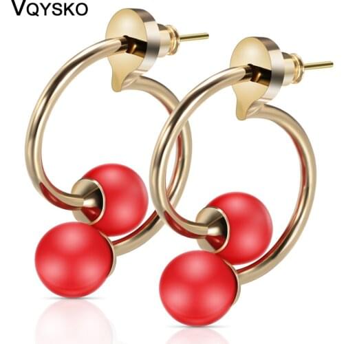 Fashion Copper Tube Beaded Jewellry Earrings With Needle Hot Selling Jewelry Accessories Circle Earring For Women