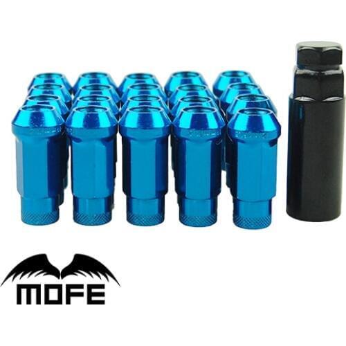 Mofe 20 pcs/set SR48mm Steel wheels Nuts M12*1.5 Extended Open End Wheel Lock Lug Nuts Blue