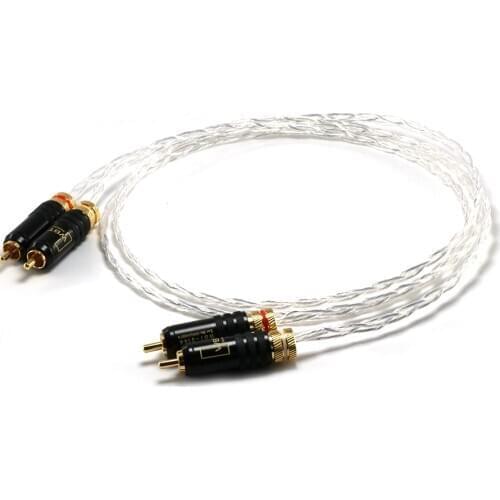 Pair Occ Copper Silver Plated Audio Interconnects Cable,RCA Signal Cable , Extension Cord