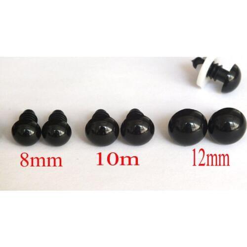 8mm/10mm/12mm Plastic Round Eyeball Black Safety Eyes for Teddy Bear Puppet Animal Plush Toy Cartoon Doll Eyes Kids Toys 60pcs