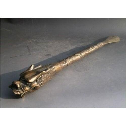 Elaborate Chinese Brass Carved Dragon Statue Shoehorn