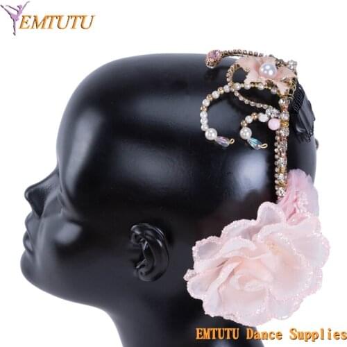 Sugar Plum Fairy Pink Peach Professional Ballet Headpiece Ballet Tiara Women Adult Ballet Competition Performance Headwear Girls