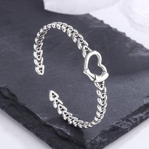VENTFILLE 925 Sterling Silver ins simple chain interlocking retro woven love bracelet Jewelry for Women