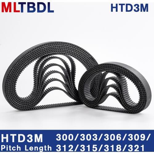 HTD 3M Timing Belt 300/303/306/309/312/315/318/321mm 6/9/10/15mm Width RubbeToothed Belt Closed Loop Synchronous Belt pitch 3mm