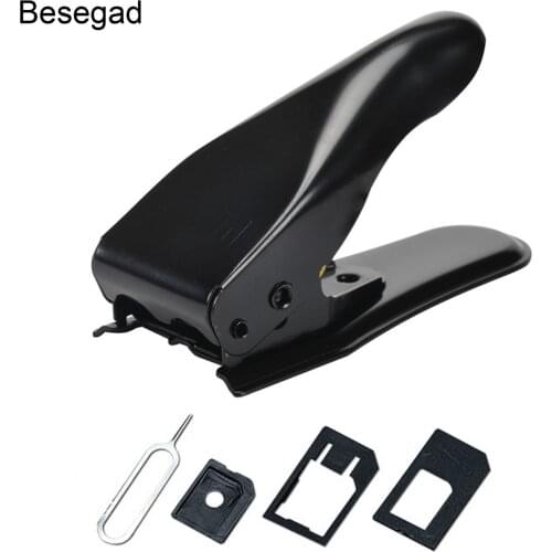 Besegad Dual 2 in 1 Micro SIM Cutter with Nano SIM Card Adapter Tray Open Needle for iPhone Samsung Xiaomi Mobile Phone Tablet