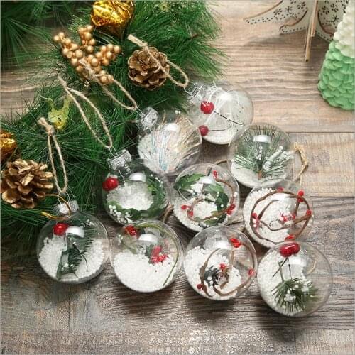 8CM Christmas Bauble DIY Christmas Gift Decoration Balls Christmas Tree Ornament Transparent Personalize Christmas Ball