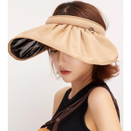 2021 Fashion New Women Summer Sun Protection Beach Hat Foldable Wide Brim Visor hat female solid color travel accessories bonnet
