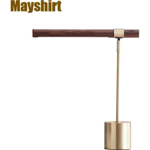 Nordic Modern Wood Copper Bedroom Table Lamp Creative Designer Living Room Led Nightstand Light Study Deco Iron Table Lanterns