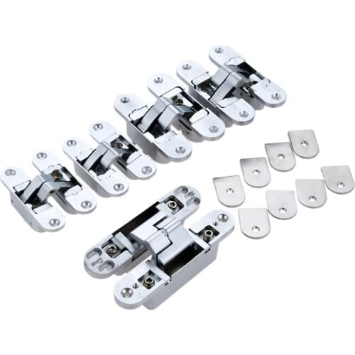 DRELD 2Pcs Zinc Alloy Hidden Hinges Multi Size Invisible Concealed Folding Counter Door Hinge With Screw Furniture Hardware