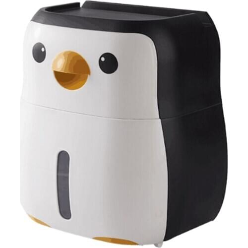 Toilet Paper Holder Penguin Free Punch Paper Roll Holder Tube Toilet Hanging Wall Roll Box Bathroom Product