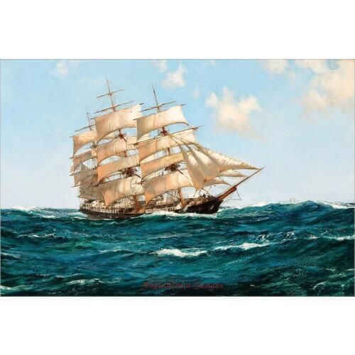 Needlework for embroidery X-stitch DIY French DMC High Quality - Counted Cross Stitch Kits 14 ct Oil painting - Sailboat