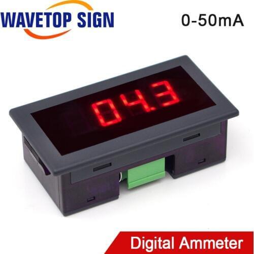 WaveTopSign 50mA LED Digital Ammeter DC 0-50mA Analog Amp Panel Meter Current for CO2 Laser Engraving Cutting Machine