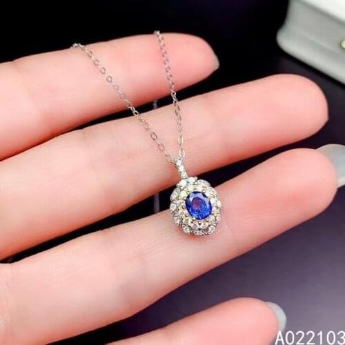 KJJEAXCMY fine jewelry 925 Sterling Silver inlaid natural sapphire Chinese style fashion elegant plant girl GEM PENDANT support