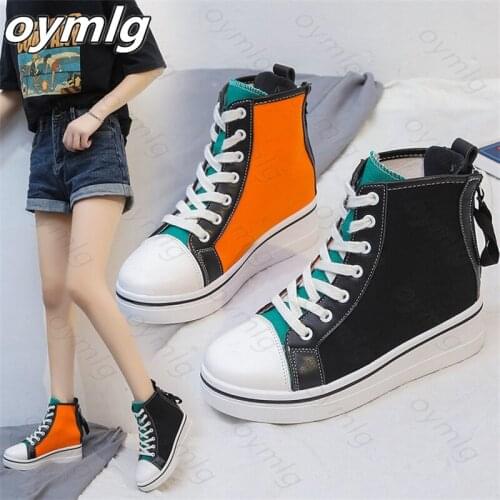 Womens shoes autumn 2021 new high-top shoes good thick-soled increased canvas shoes womens casual single fashion trendy shoes