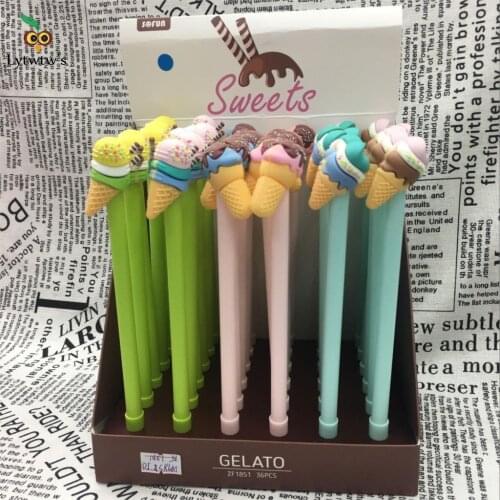 1 Pcs Lovely Gel Pen Stationery School Office Supply Kawaii Handles Creative Cute Candy Silicone Ice Cream Cones Sweet funny