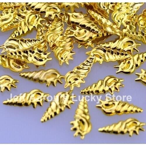 100PCS Beauty 3D Metal Nail Art Decoration Supplies Tools Gold Silver Conch Nail Shell Studs Wholesale
