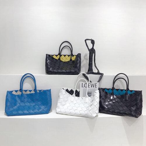 2021 Designer Handbags High Quality Genuine Leather Diamond Totes for Women Woven Lattice Large Capacity Shoulder Luxury Bags