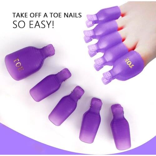 5 Pcs Foot Toe Soak Off Cap Set Colorful Plastic Clip UV Gel Polish Remover Wrap Manicure Nail Art Tool Kit Manicure Tool