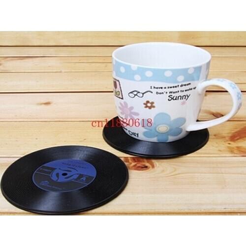 600pcs/lot Free Shipping Hot sale Vinyl Coaster Retro Vinyl CD Record Cups Drinks Holder Mat Tableware Placemat