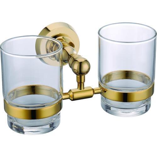 Free ship gold Finish TUMBLER HOLDER DOUBLE CUP HOLDER