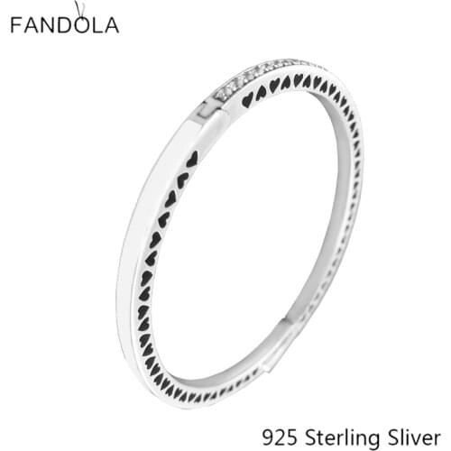 CKK 925 Sterling Silver Radiant Hearts, Silver Enamel Original Fashion European Style Bracelets Jewelry Making