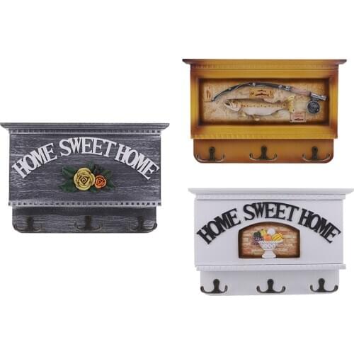 Wooden Key Holder Box 7 Hooks Wall Mounted & Tabletop Key Storage Organizer