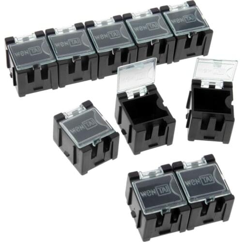 DRELD 10Pcs Anti-static Components Boxes Parts Case ESD Storage Tool Box Black Small Electronic Component SMT/SMD Kit Assembly